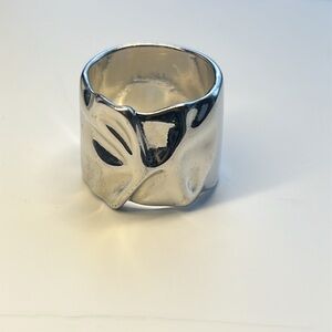 Silver Band Heavy Ring Size 7 Modern Hammered Silver